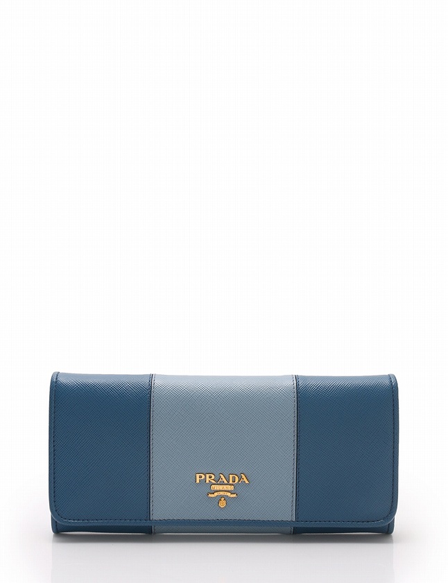 プラダ PRADA 長財布 青 水色 ブルー 小物 サフィアーノ レザー 