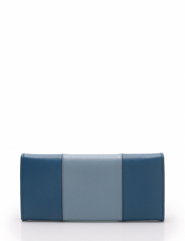 プラダ PRADA 長財布 青 水色 ブルー 小物 サフィアーノ レザー 