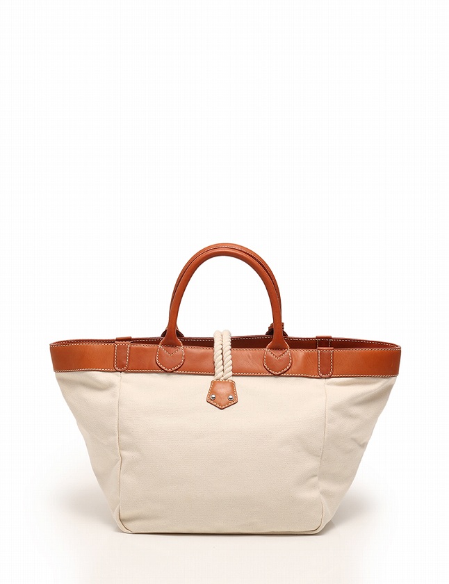 ラルフローレン RALPH LAUREN トートバッグ アイボリー 茶色 