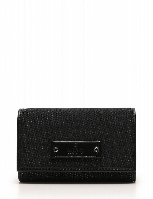 GUCCI グッチ キーケース 90694 ブラック レザー ユニセックス 6連 ゴールド金具 美品【本物保証】 グッチ GUCCI キーケース 6連 黒 ブラック 小物 キャンバス レザー