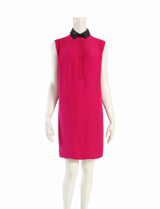 グッチ GUCCI ワンピース ノースリーブ ピンク 黒 XS ミニ丈 無地 36  