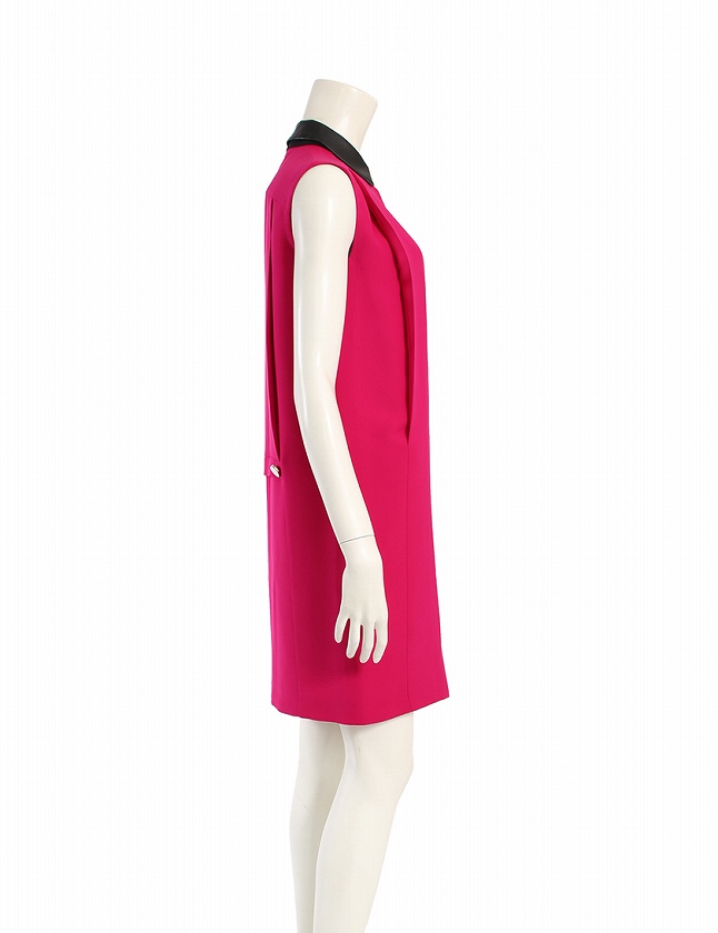 グッチ GUCCI ワンピース ノースリーブ ピンク 黒 XS ミニ丈 無地 36  