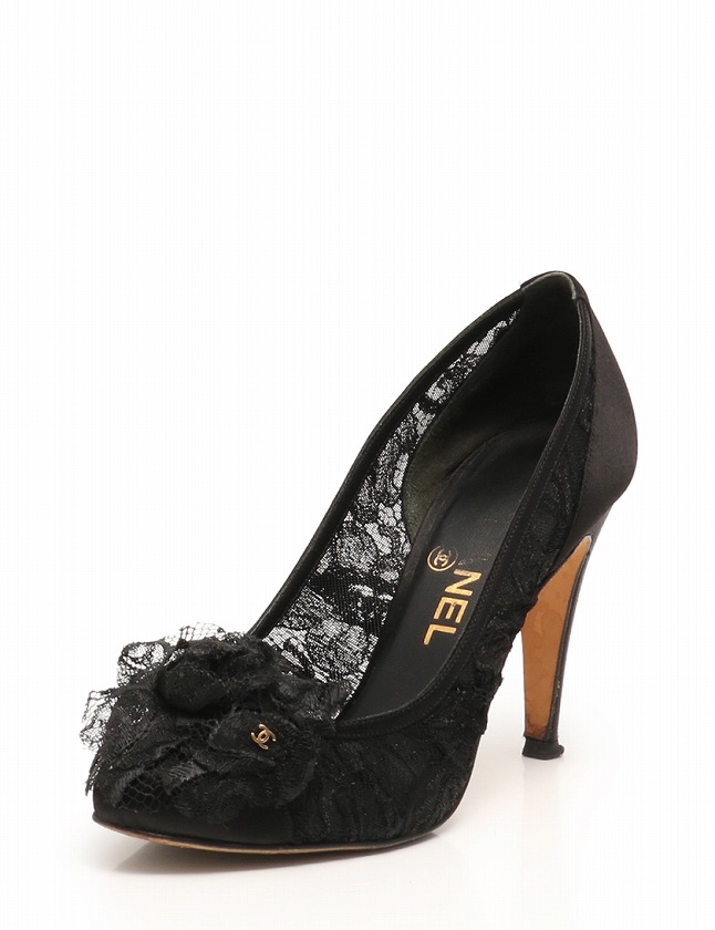 シャネル CHANEL パンプス ヒール ココマーク 黒 ブラック 23cm  