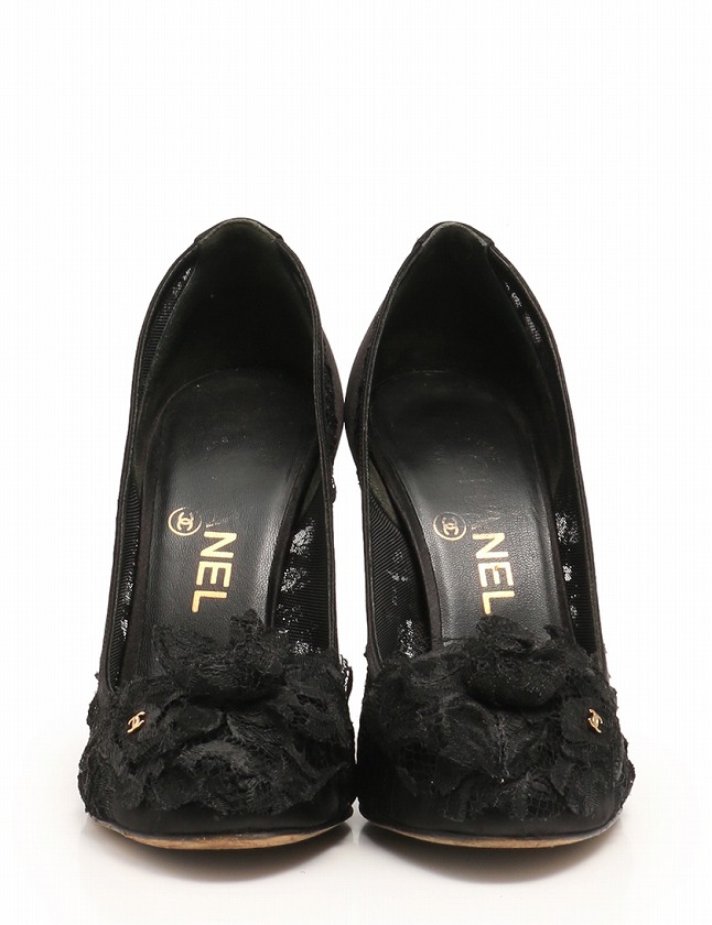 シャネル CHANEL パンプス ヒール ココマーク 黒 ブラック 23cm