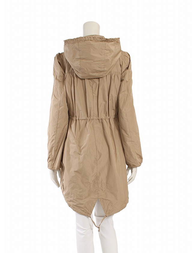 モンクレール　SAUGE フード付フリルロングコート　ベージュ　付属品有　美品 モンクレール SAUGE フードヅケフリルロングコート ベージュ