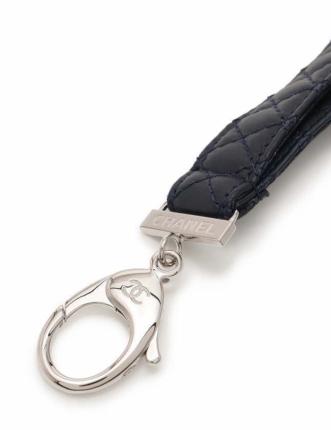 シャネル CHANEL ネックストラップ マトラッセ ココマーク ネイビー 紺  