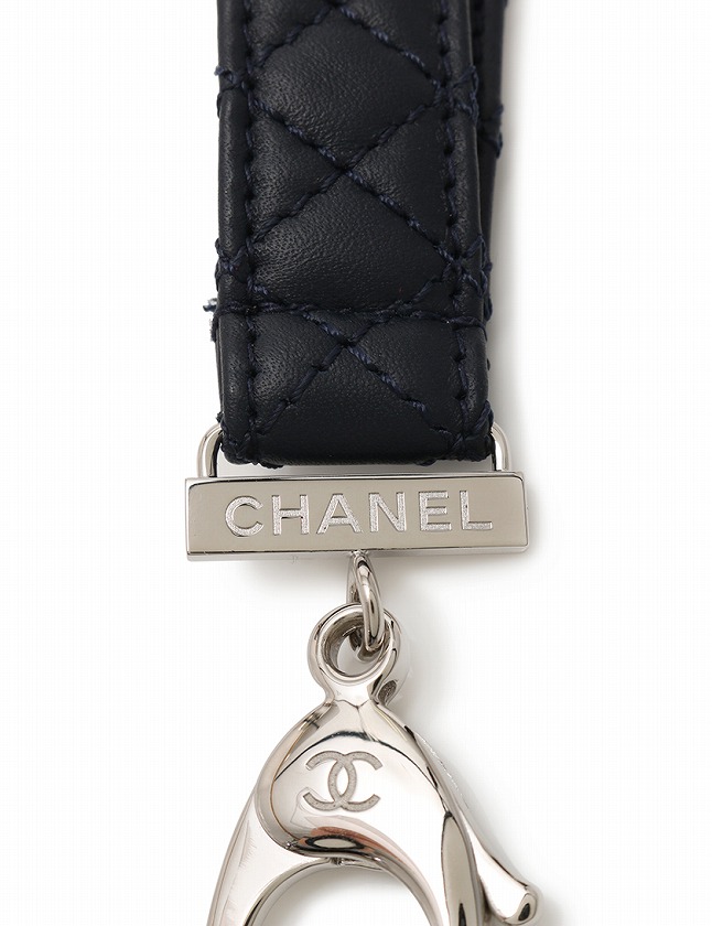 シャネル CHANEL ネックストラップ マトラッセ ココマーク ネイビー 紺  