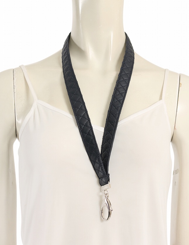 シャネル CHANEL ネックストラップ マトラッセ ココマーク ネイビー 紺  