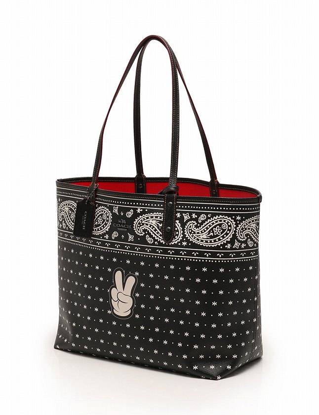 コーチ Coach トートバッグ ショルダーバッグ ディズニーコラボ 黒 ブラック 白 赤 リバーシブル Pvc レザー F ポーチ付き レディース 114 ベクトルパーク