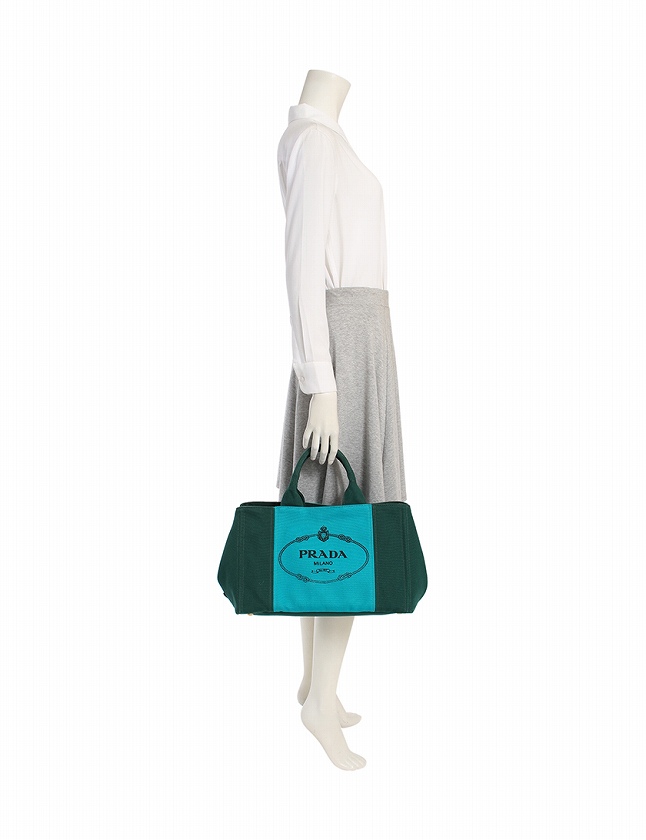 プラダ PRADA トートバッグ ショルダーバッグ 緑 グリーン 青 