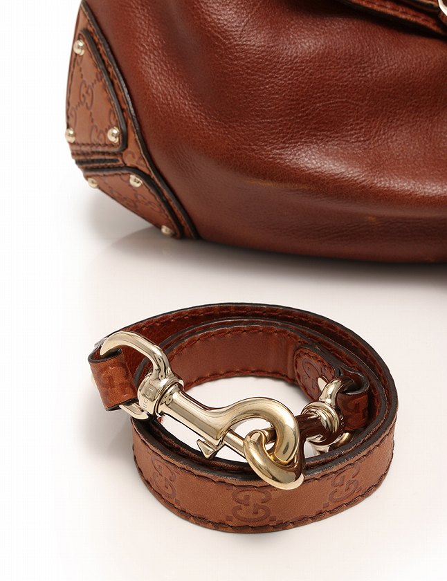 グッチ インディ バンドバッグ ブラウン レザー 185566