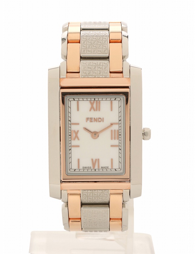 フェンディ FENDI 腕時計 シルバー ピンクゴールド クオーツ SS 7600M 