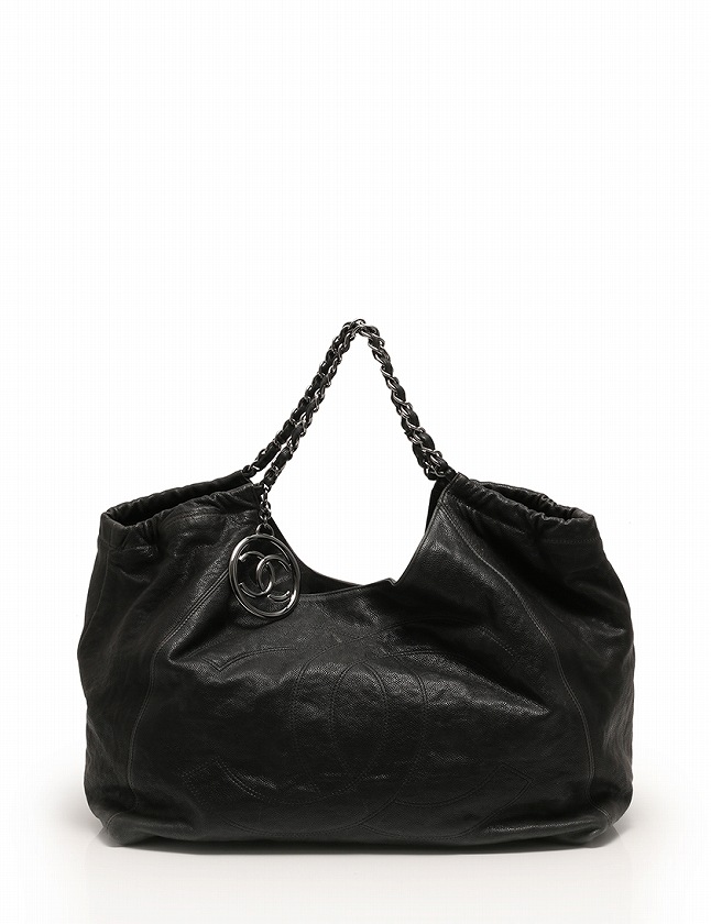 シャネル CHANEL トートバッグ ココカバス GM ココマーク チェーン 黒 