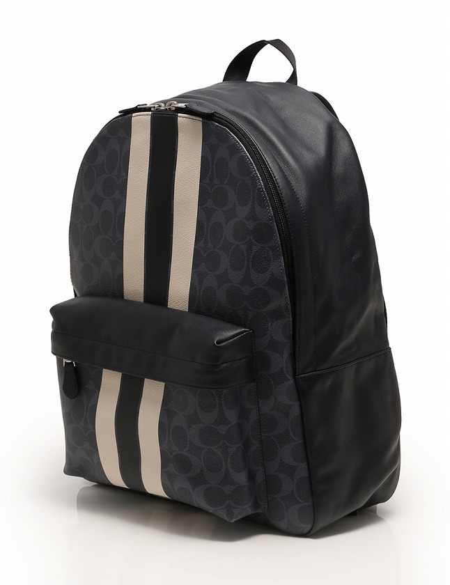 COACH　コーチ　シグネチャー×レザー　リュック　バックパック　ネイビー COACH コーチ シグネチャー×レザー リュック バックパック ネイビー