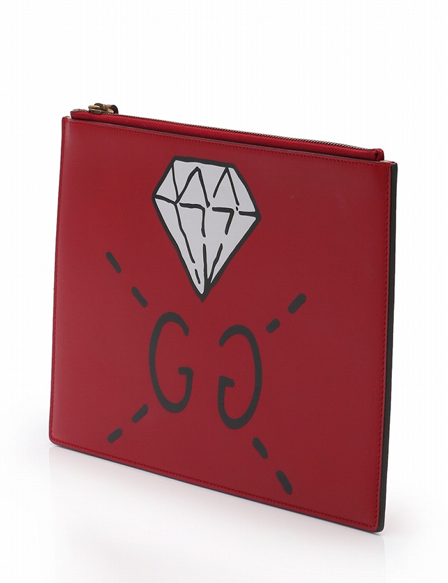 グッチ GUCCI クラッチバッグ グッチゴースト 赤 レッド 白 レザー 