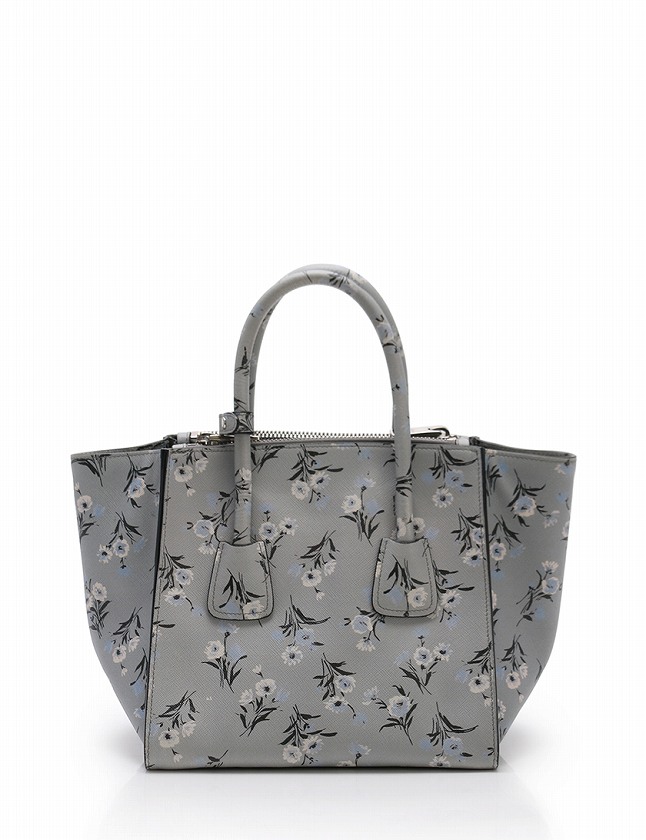プラダ PRADA ハンドバッグ ショルダーバッグ グレー フラワープリント 