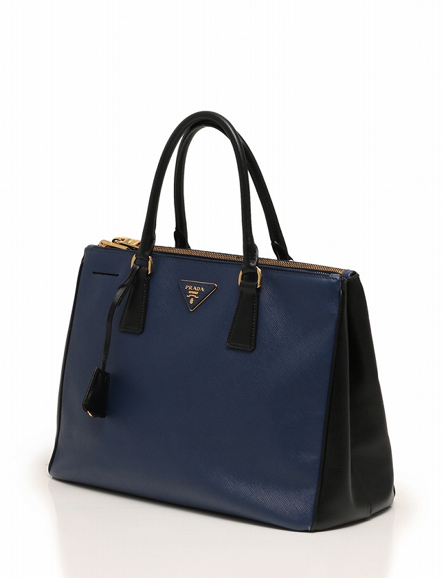 プラダ PRADA ハンドバッグ ショルダーバッグ バイカラー ネイビー 紺 