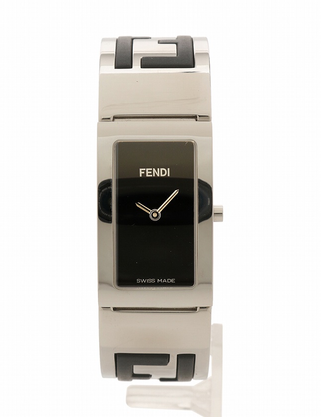 フェンディ FENDI 腕時計 バングルウォッチ シルバー 黒 クオーツ SS 