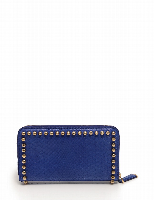 フェンディ FENDI 長財布 カーリト ラウンドジップ 青 ブルー マルチ 
