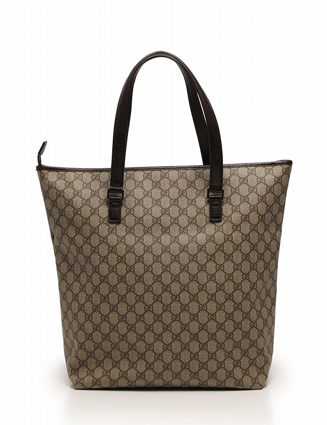 グッチ GUCCI トートバッグ GGプラス ベージュ 茶色 PVC レザー 108832  