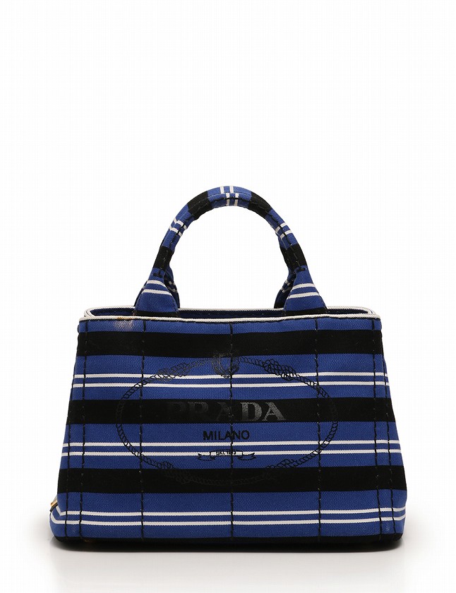 プラダ PRADA トートバッグ ショルダーバッグ カナパ ネイビー 紺 黒 