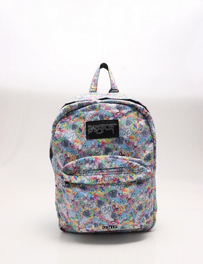 ユニフ UNIF バックパック リュックサック 水色 マルチカラー アニマル  