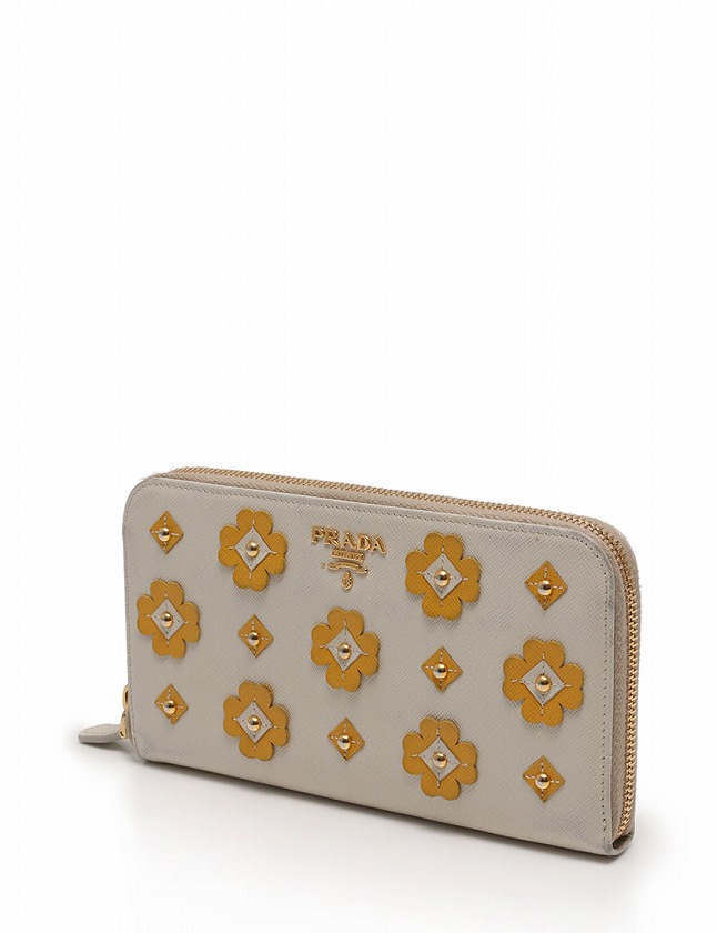 PRADA 財布 サフィアーノレザー ゴールド 箱・ギャランティカード