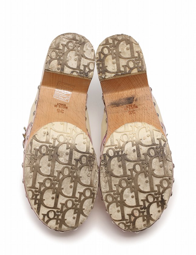 クリスチャンディオール Christian Dior サンダル サボ ピンク 白 22cm