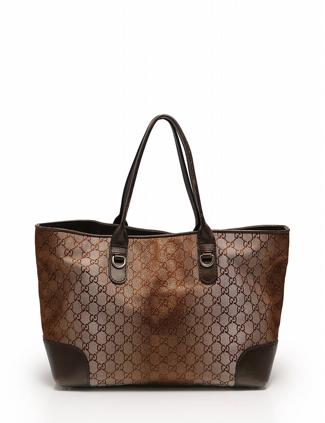 グッチ GUCCI トートバッグ ハートビット 茶色 ブラウン GGキャンバス  
