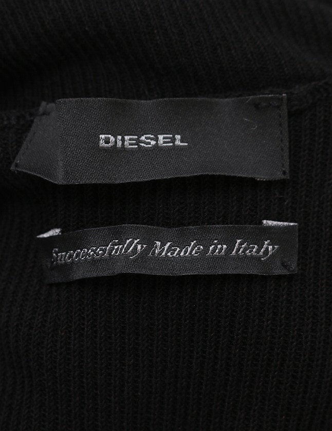 ディーゼル DIESEL ワンピース ニット 黒 ブラック 長袖 ひざ丈 無地 S 