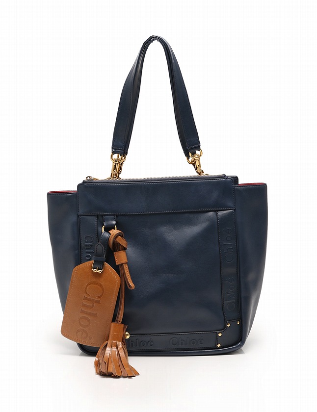 クロエ CHLOE トートバッグ ショルダーバッグ エデン ネイビー 紺 茶色 