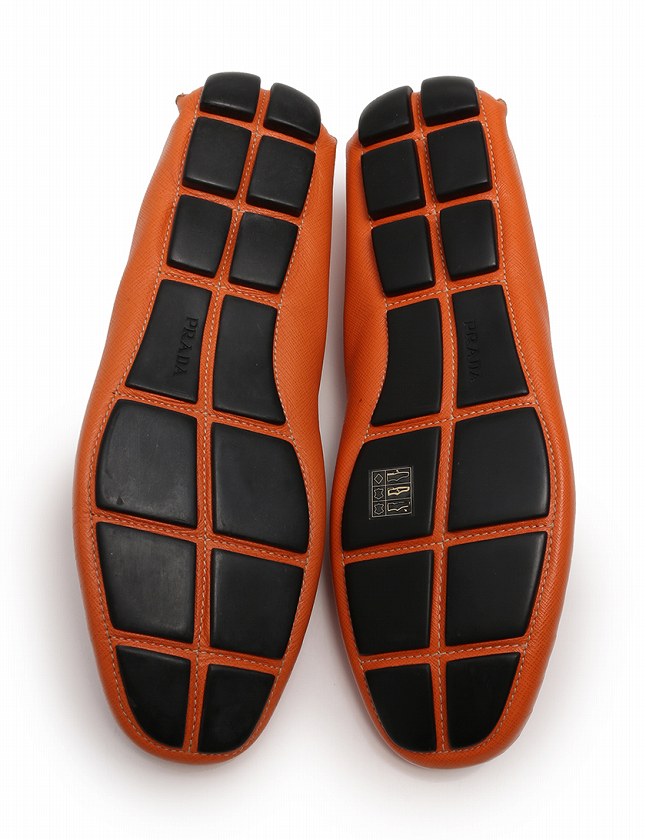 美品 プラダ PRADA ドライビングシューズ 赤 26cm スリッポン シボ革 美品 プラダ PRADA ドライビングシューズ 赤 26cm スリッポン シボ革