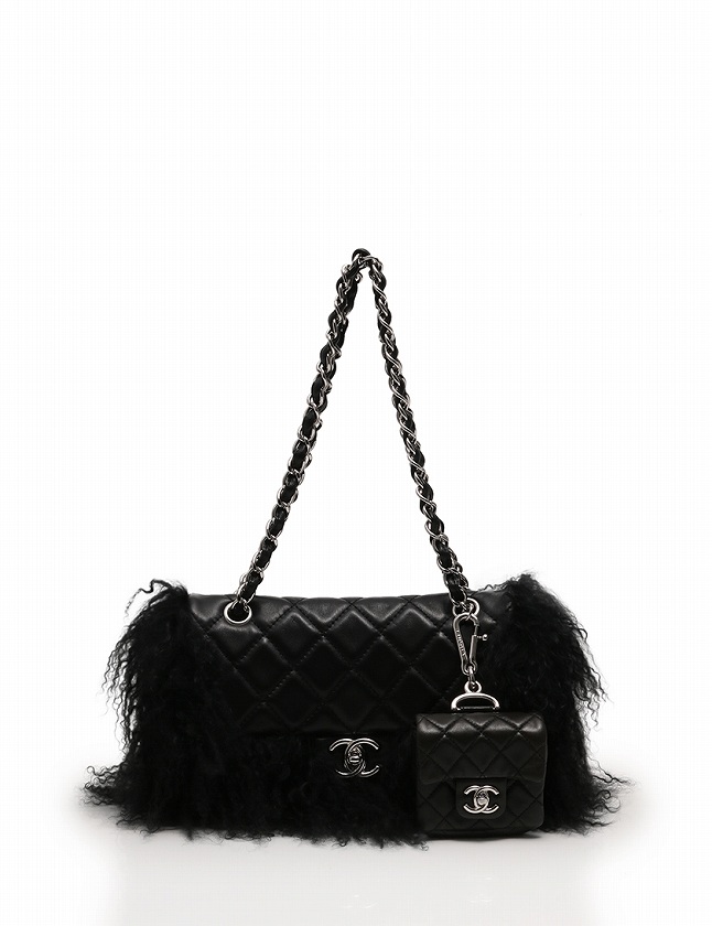 シャネル CHANEL ショルダーバッグ マトラッセ チェーン 黒