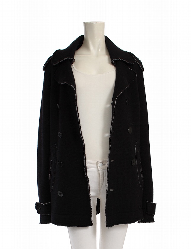 ディーゼル DIESEL Pコート ピーコート ニット 黒 ブラック アウター