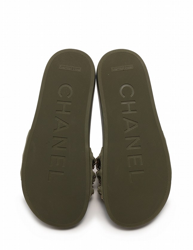 新品シャネルCHANEL スポーツサンダル36 カーキ