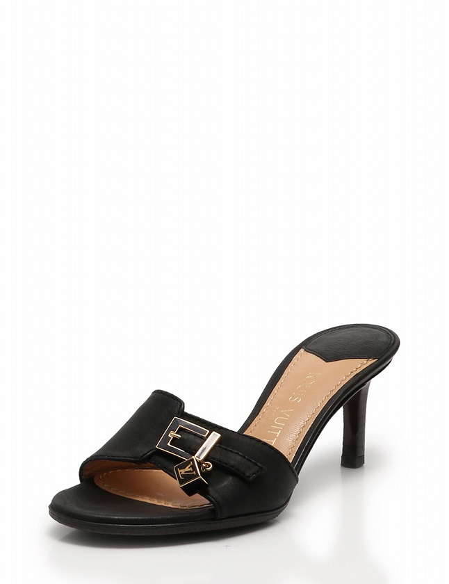 ルイヴィトン LOUIS VUITTON ミュール サンダル ヒール 黒 ブラック