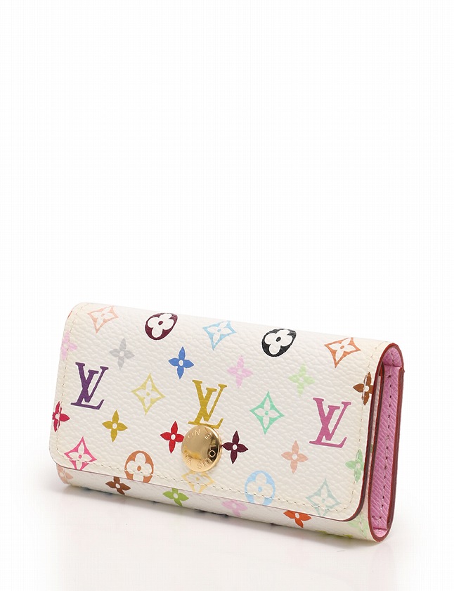 ルイヴィトン LOUIS VUITTON キーケース 白 モノグラム ピンク 美品