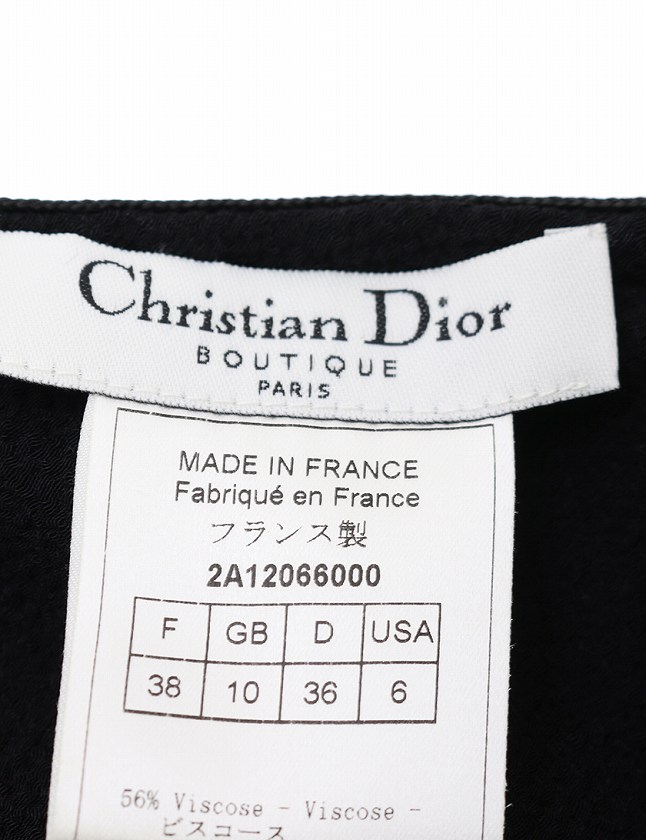 【Christian Dior】ノースリーブワンピース 38 ブラック メッシュ Christian Dior 美品 クリスチャンディオール ヴィンテージ ロゴ