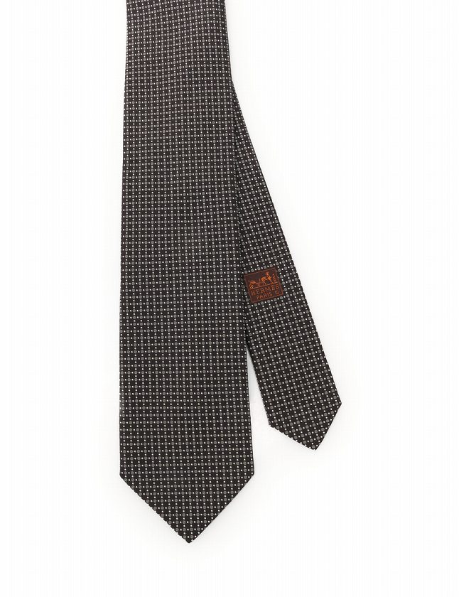 エルメス HERMES ネクタイ レギュラータイ ダークブラウン 茶色 小物  