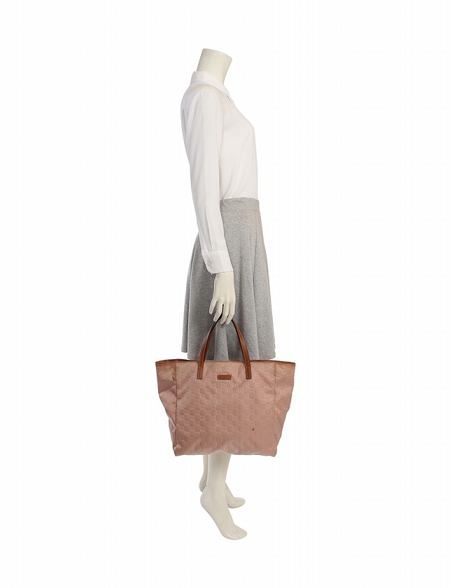 グッチ GUCCI トートバッグ GG柄 ベージュ 茶色 ナイロンキャンバス