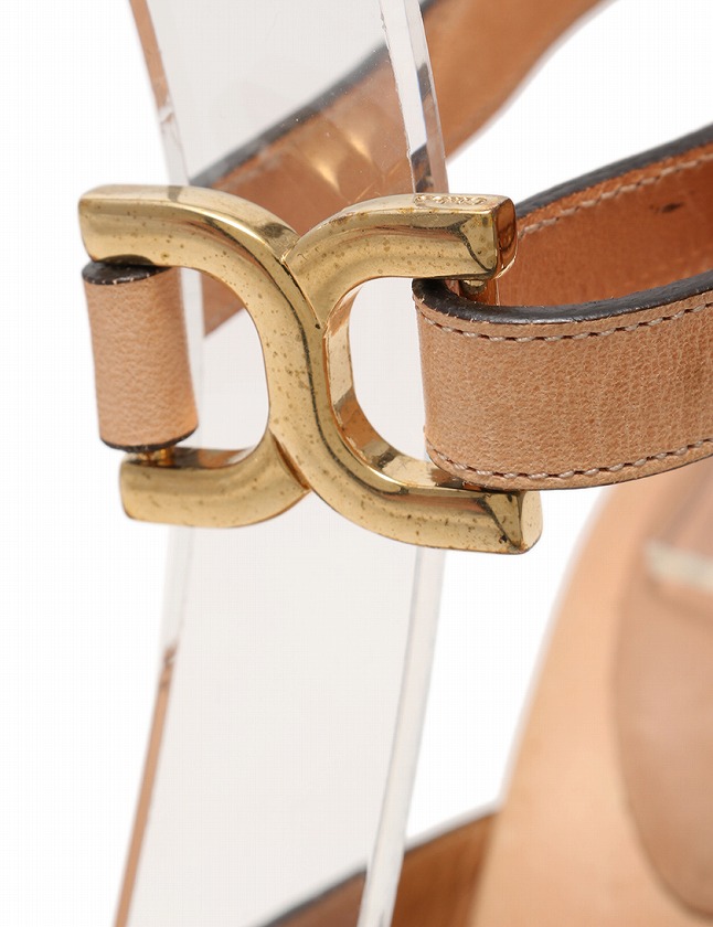 クロエ CHLOE サンダル ウェッジソール ベージュ 茶色 25cm シューズ