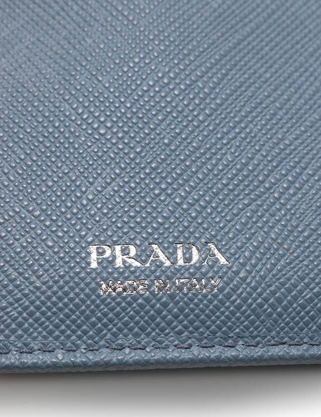 プラダ PRADA 財布 二つ折り 水色 ライトブルー 小物 サフィアーノ 