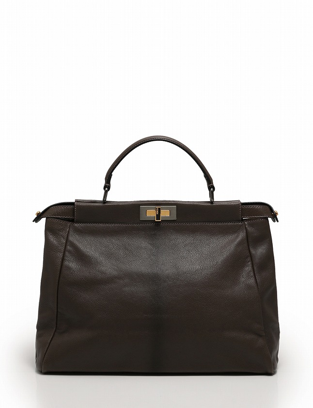 フェンディ FENDI ハンドバッグ ピーカブ― ラージ グレーブラウン 茶色 