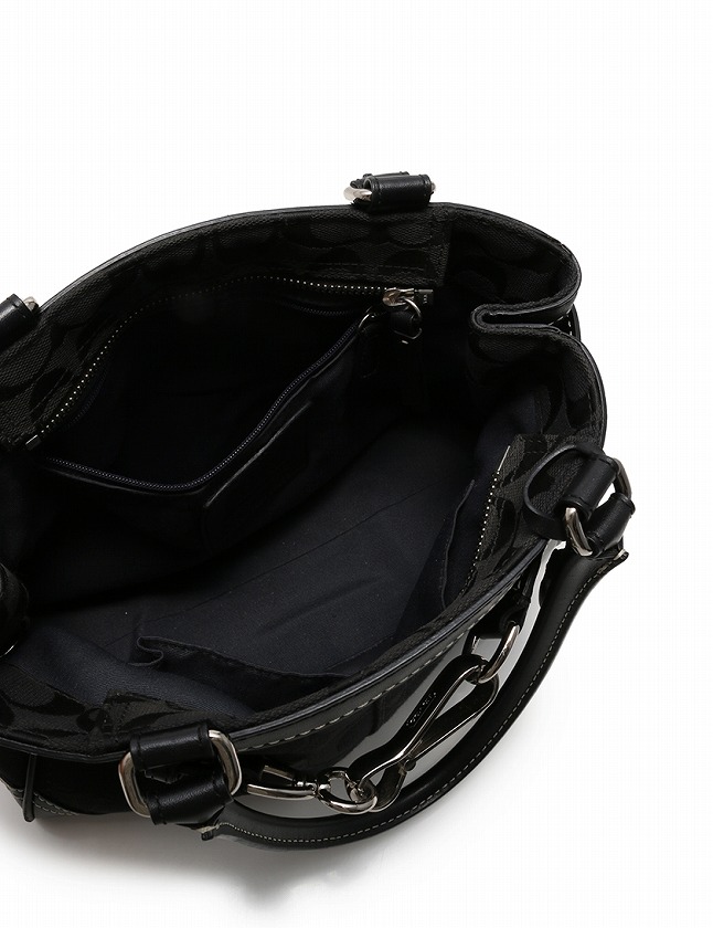 コーチ COACH ハンドバッグ トートバッグ シグネチャー柄 黒 ブラック 