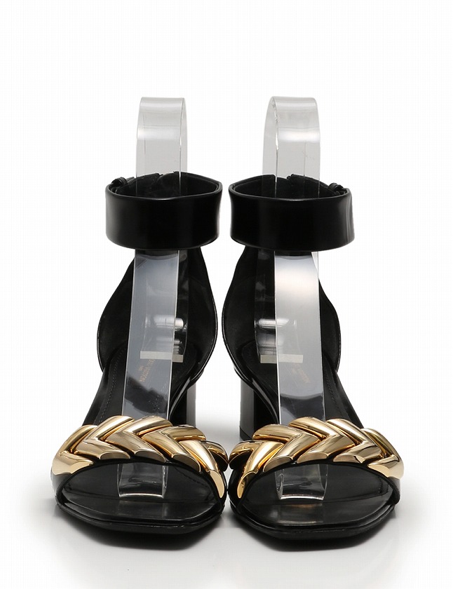 ルイヴィトン LOUIS VUITTON サンダル ヒール 黒 ブラック