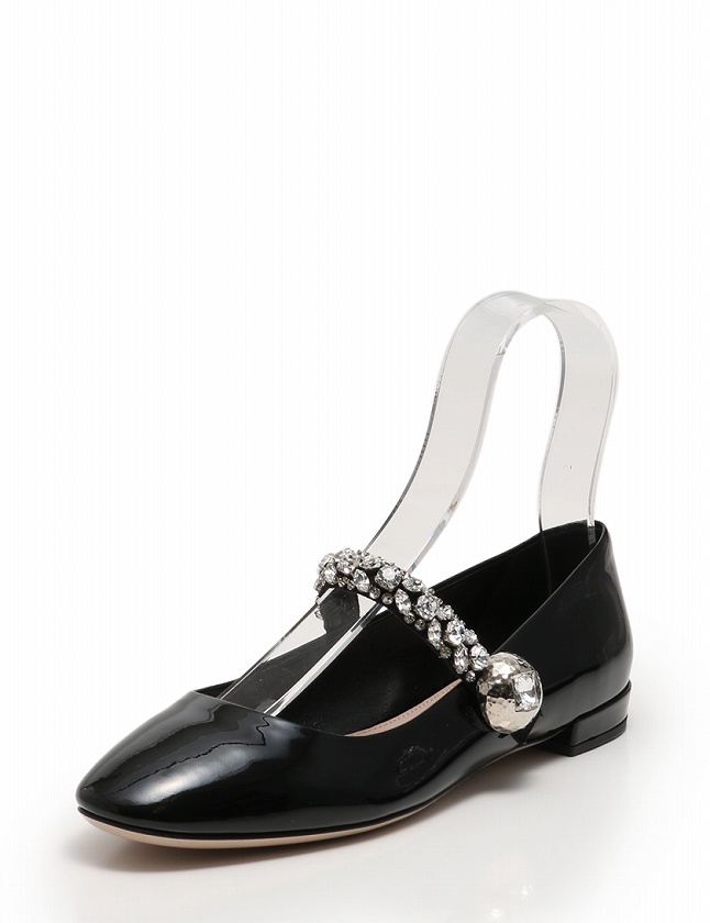 ミュウミュウ miumiu パンプス バレエシューズ 黒 ブラック クリア