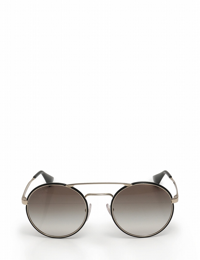 PRADA プラダ SPR51S ダブルブリッジ ラウンド サングラス グレー 正規
