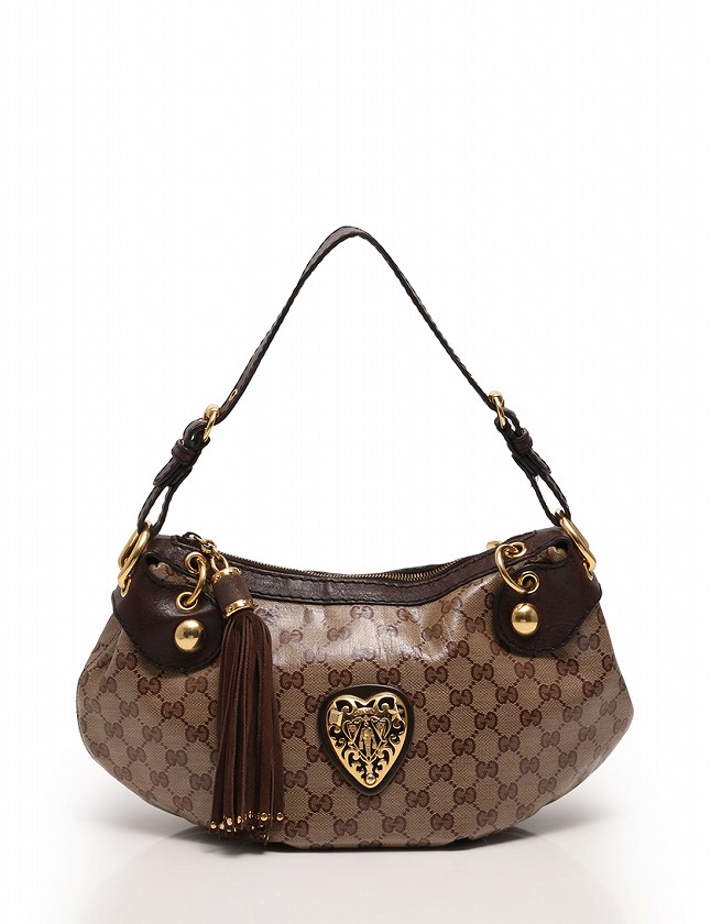 GUCCI ベージュ ショルダーバッグ フリンジ付き