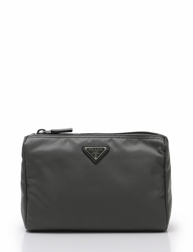 プラダ PRADA ポーチ グレー 小物 ナイロン 1NA011 ギャラ 保存袋付き 