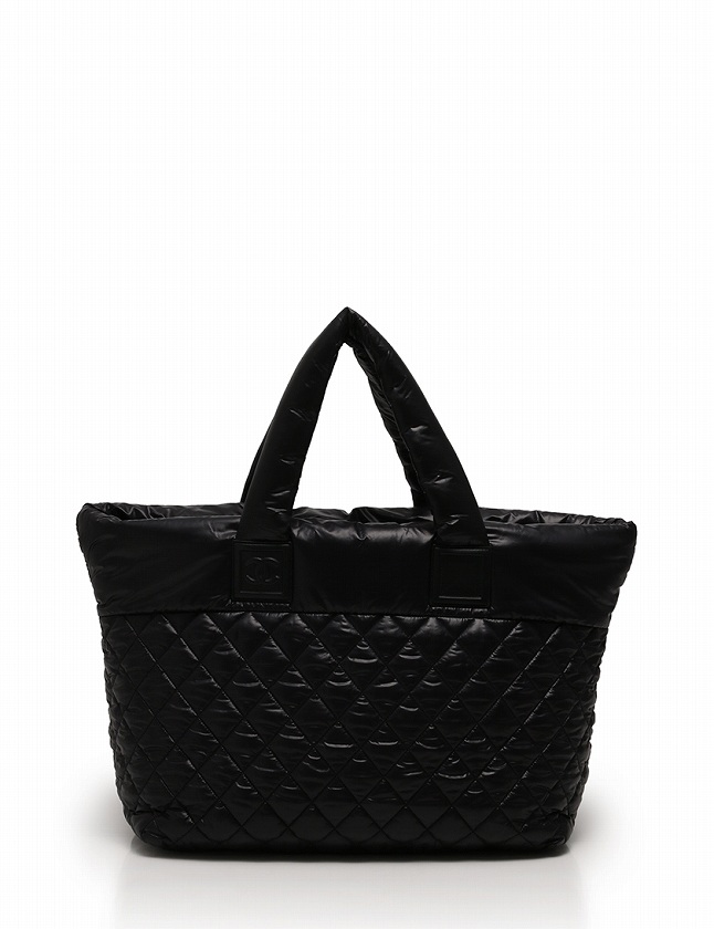 CHANEL ブラック トートバッグ 保存袋、箱付き CHANELブラック トートバッグ ナイロン レザーCHANEL保存袋つき